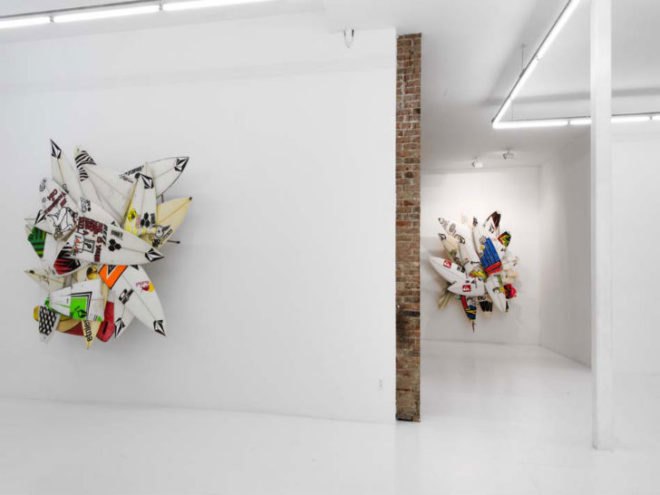 Wrecktangles, Herbie Fletcher, upcycled surfboards, borken surfboards, surfing, eco art, the Hole NYC