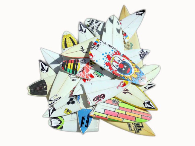 Wrecktangles, Herbie Fletcher, upcycled surfboards, borken surfboards, surfing, eco art, the Hole NYC