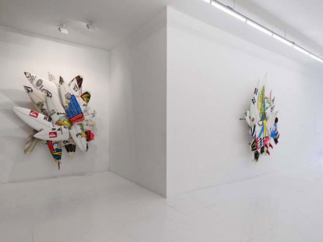 Wrecktangles, Herbie Fletcher, upcycled surfboards, borken surfboards, surfing, eco art, the Hole NYC