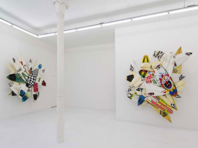 Wrecktangles, Herbie Fletcher, upcycled surfboards, borken surfboards, surfing, eco art, the Hole NYC
