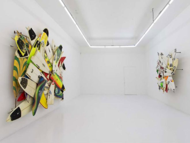 Wrecktangles, Herbie Fletcher, upcycled surfboards, borken surfboards, surfing, eco art, the Hole NYC