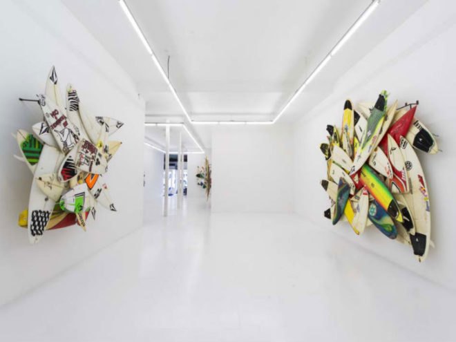 Wrecktangles, Herbie Fletcher, upcycled surfboards, borken surfboards, surfing, eco art, the Hole NYC