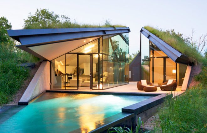 Edgeland House, Bercy Chen Studio, earth sheltered house, Austin, earth-bermed house