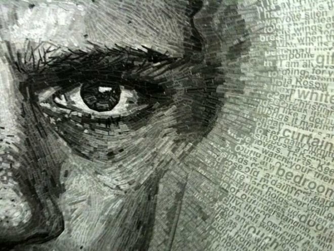 jamie poole, portrait, love letters, poems, text, words, collage, face