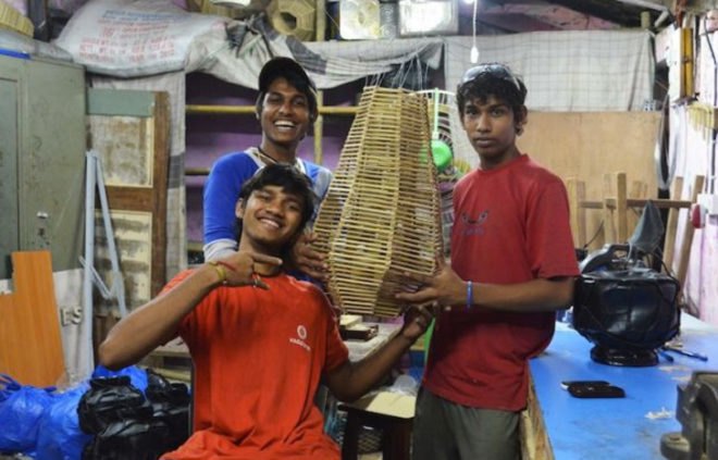 tiny miracles, bamboo lamp, pepe heykoop, design, mumbai, poverty, design, craft, boys
