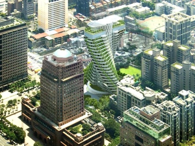 Vincent Callebaut Architecture, Taipei, urban design, living wall, vertical garden, Agora Tower, green design, sustainable design, eco-design, rainwater capture system, solar power, nanotechnology, passive solar design, residential tower, green tower, jungle tower in Taipei