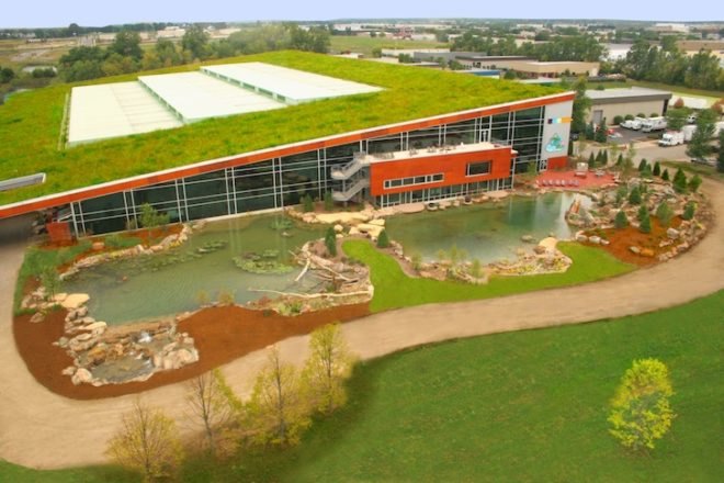 green roof, Aquascape, World's largest sloped green roof, Chicago, St. Charles, Illinois, native illinois grasses, news, environment, green design, sustainable design, eco-design, law, green roof collapse