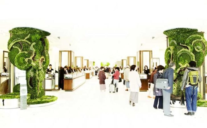green design, eco design, sustainable design, Azuma Makoto, Collapsible Leaves, Isetan Shinuku, botanical art, leaf art, living wall