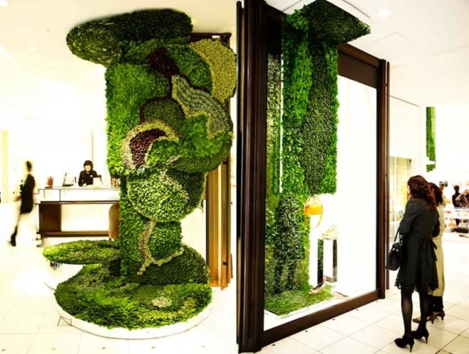 green design, eco design, sustainable design, Azuma Makoto, Collapsible Leaves, Isetan Shinuku, botanical art, leaf art, living wall