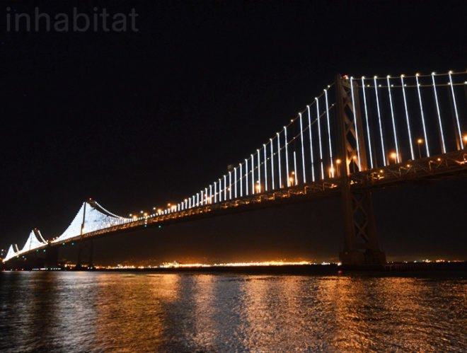 the bay lights, leo villareal, led, green art, eco art, led lighting, bay bridge, san francisco, bay bridge lighting installation, sustainable design, green design, energy-efficient lighting, green lighting, light emitting diode, led art, bay area, led light installation