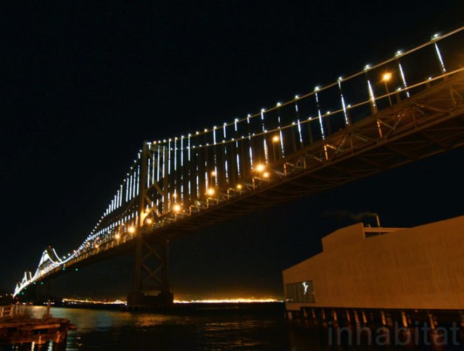 the bay lights, leo villareal, led, green art, eco art, led lighting, bay bridge, san francisco, bay bridge lighting installation, sustainable design, green design, energy-efficient lighting, green lighting, light emitting diode, led art, bay area, led light installation