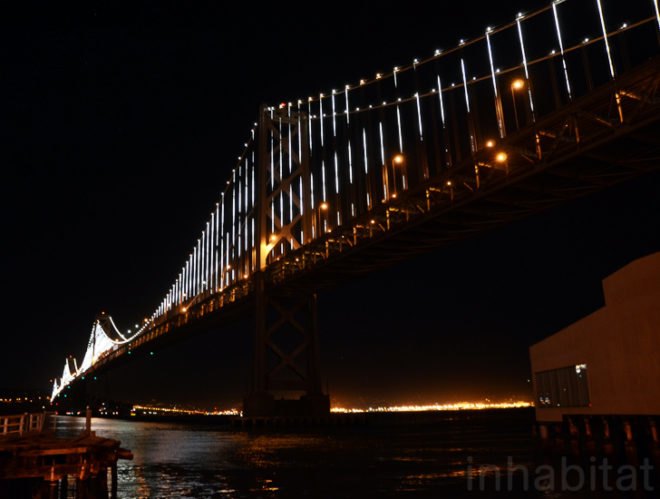 the bay lights, leo villareal, led, green art, eco art, led lighting, bay bridge, san francisco, bay bridge lighting installation, sustainable design, green design, energy-efficient lighting, green lighting, light emitting diode, led art, bay area, led light installation