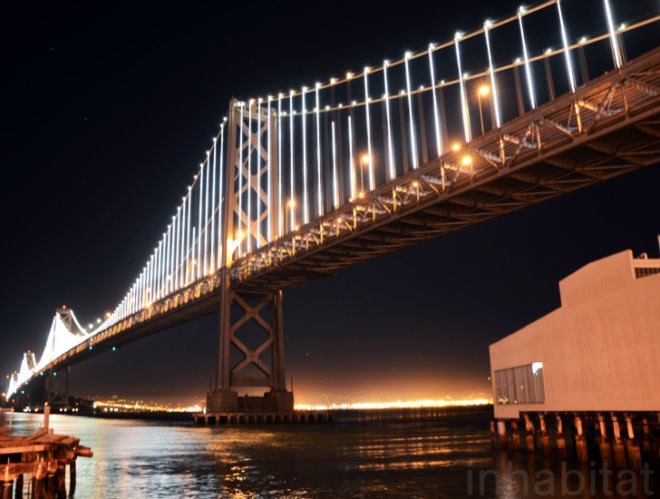 the bay lights, leo villareal, led, green art, eco art, led lighting, bay bridge, san francisco, bay bridge lighting installation, sustainable design, green design, energy-efficient lighting, green lighting, light emitting diode, led art, bay area, led light installation