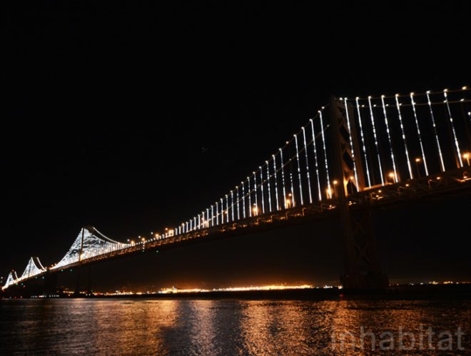 the bay lights, leo villareal, led, green art, eco art, led lighting, bay bridge, san francisco, bay bridge lighting installation, sustainable design, green design, energy-efficient lighting, green lighting, light emitting diode, led art, bay area, led light installation