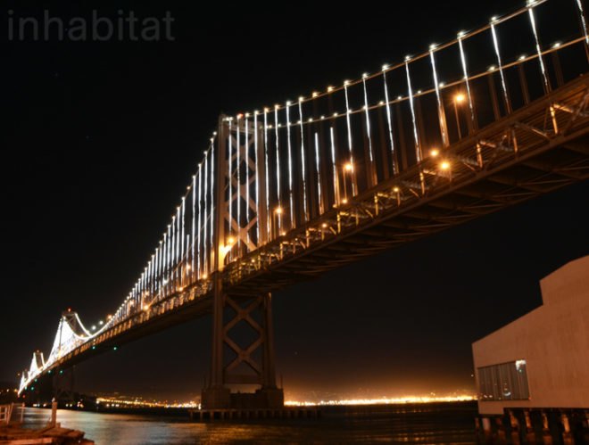 the bay lights, leo villareal, led, green art, eco art, led lighting, bay bridge, san francisco, bay bridge lighting installation, sustainable design, green design, energy-efficient lighting, green lighting, light emitting diode, led art, bay area, led light installation