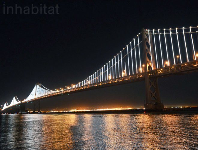 the bay lights, leo villareal, led, green art, eco art, led lighting, bay bridge, san francisco, bay bridge lighting installation, sustainable design, green design, energy-efficient lighting, green lighting, light emitting diode, led art, bay area, led light installation