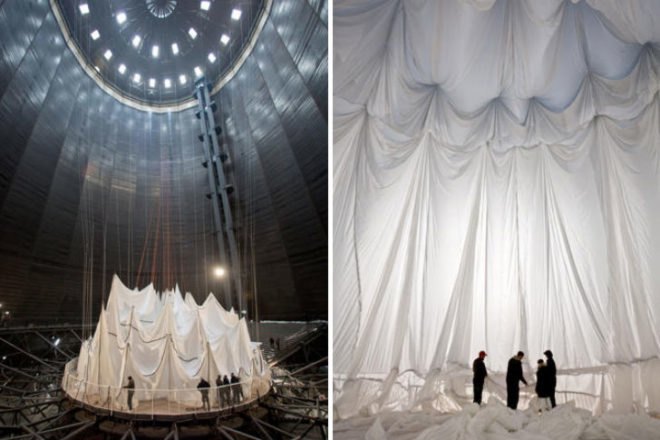 Big Air Package, Christo, largest indoor sculpture, environmental art, gasometer oberhausen, inflatable sculpture