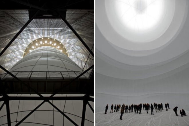 Big Air Package, Christo, largest indoor sculpture, environmental art, gasometer oberhausen, inflatable sculpture