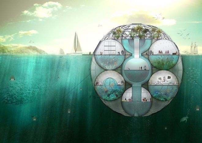Bloom Phytoplankton Farm, Sitbon Architectes, phytoplankton, floating building, rising sea levels, global warming, carbon dioxide, fresh water, Architizer A+Awards, carbon footprint, water issues, marine life