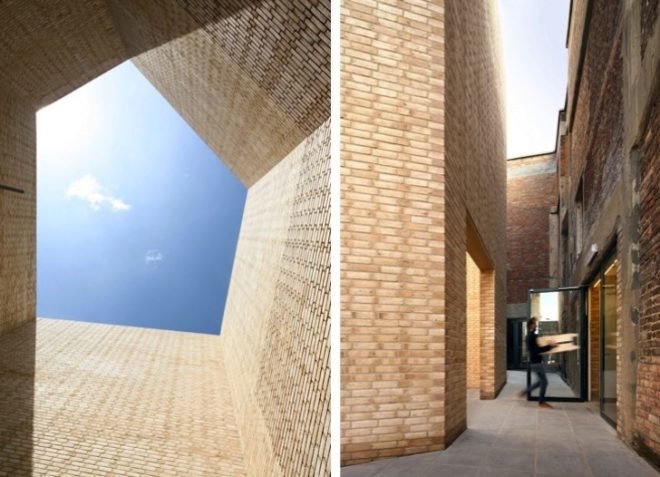 Belgium, Kortrijk, adaptive reuse, recycled materials, green renovation, buda art center, 51N4e, green design, sustainable design, eco-design, daylighting, yellow brick, recycled materials