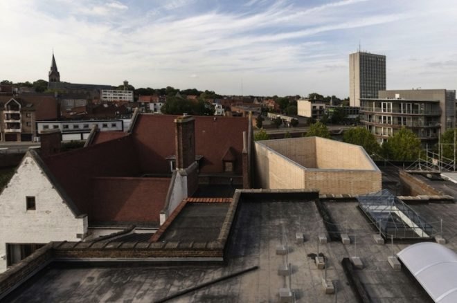 Belgium, Kortrijk, adaptive reuse, recycled materials, green renovation, buda art center, 51N4e, green design, sustainable design, eco-design, daylighting, yellow brick, recycled materials