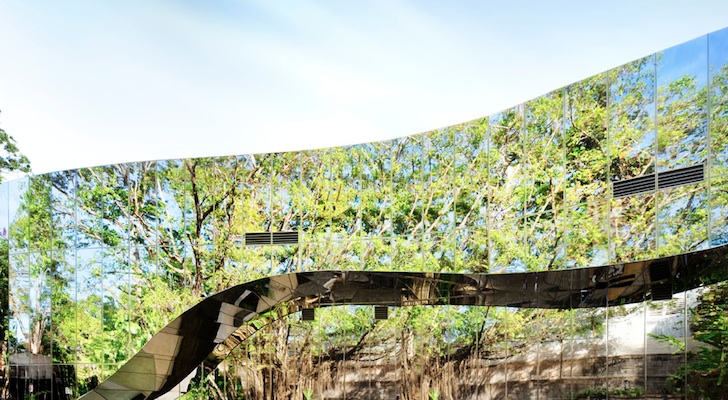 Charles Wright Architects, Cairns Botanical Gardens, Australia, VC, visitor center, Predator, reflective armor, rainwater harvesting, solar panels, energy efficiency, passive design, water conservation, insulation, sustainable design, eco-design, botanical