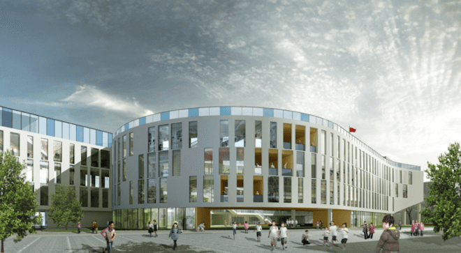 Tian Tai County ChiCheng No. 2 Primary School, China, rooftop running track, urban density, sustainable design, footprint, eco-design, urban design, green design, LYCS Architecture, Daylighting