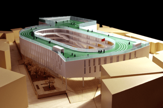 Tian Tai County ChiCheng No. 2 Primary School, China, rooftop running track, urban density, sustainable design, footprint, eco-design, urban design, green design, LYCS Architecture, Daylighting