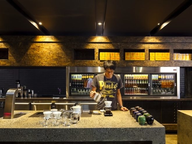 industrial chic, daylighting, OSB, Zwei interior design, architecture, mixed-use, Cafenatics operations, Code Black Coffee, green design, urban design, sustainable design, sustainable renovation