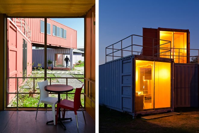 DX Arquitectos, recycled shipping containers, office, Muebles Gacitúa, chile, Santiago, Architecture, Prefab Housing,