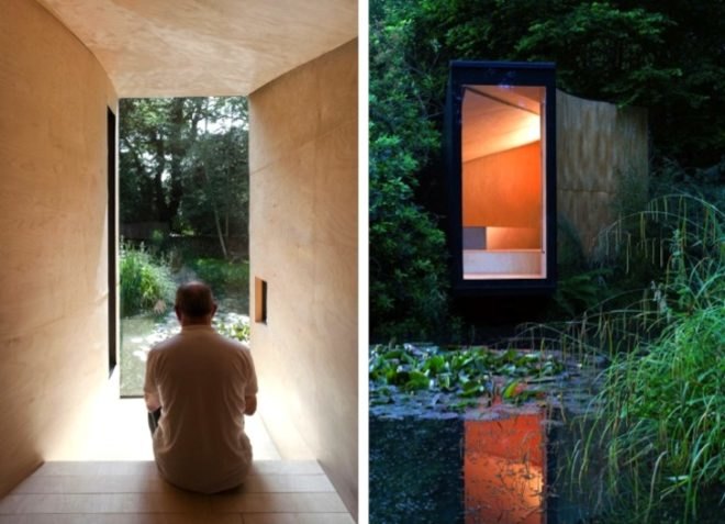 daylighting, low environmental impact, tiny house, forest pond house, TDO Architecture, UK, small design, green design, eco-design, meditation house, play house, sustainable design