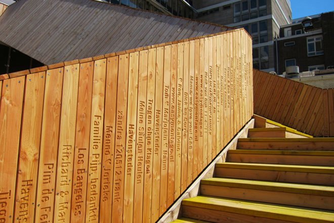 I Make Rotterdam, Zones Urbaines Sensibles, Maxwan Architecten, Crowdfunding Architecture, Rotterdam, Luchtsingel Footbridge, wooden bridge, Architecture, social design, Urban design, Recycling / Compost
