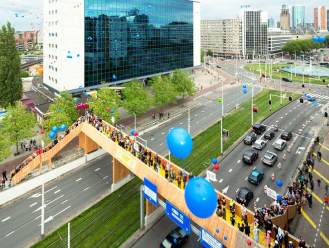 I Make Rotterdam, Zones Urbaines Sensibles, Maxwan Architecten, Crowdfunding Architecture, Rotterdam, Luchtsingel Footbridge, wooden bridge, Architecture, social design, Urban design, Recycling / Compost