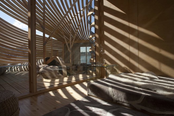 Pieta-Linda Auttila, WISA Wooden Design Hotel, wood, Helsinki, steam bending, birch, pine, local wood, flow, curved wood, Architecture, Daylighting, Green Materials