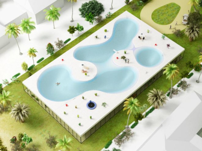 Pool House, NL Architects, beach home, pool topped home, roof pool, green home, eco home,