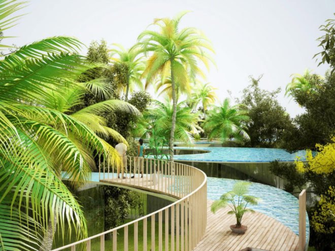 Pool House, NL Architects, beach home, pool topped home, roof pool, green home, eco home,