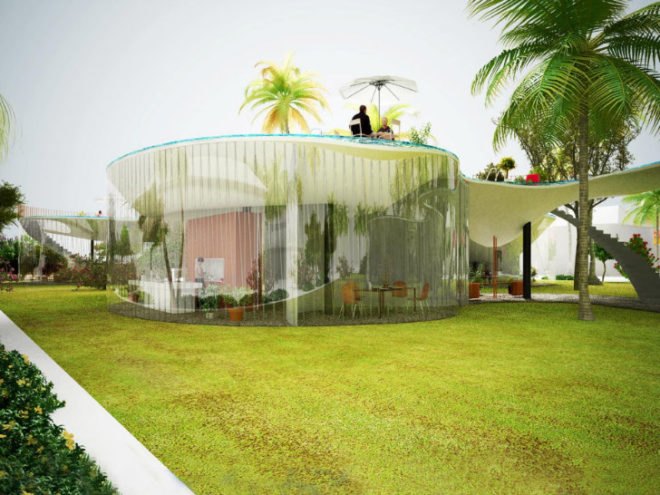 Pool House, NL Architects, beach home, pool topped home, roof pool, green home, eco home,