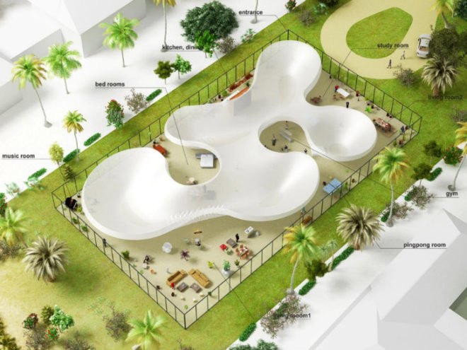 Pool House, NL Architects, beach home, pool topped home, roof pool, green home, eco home,