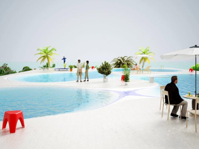 Pool House, NL Architects, beach home, pool topped home, roof pool, green home, eco home,