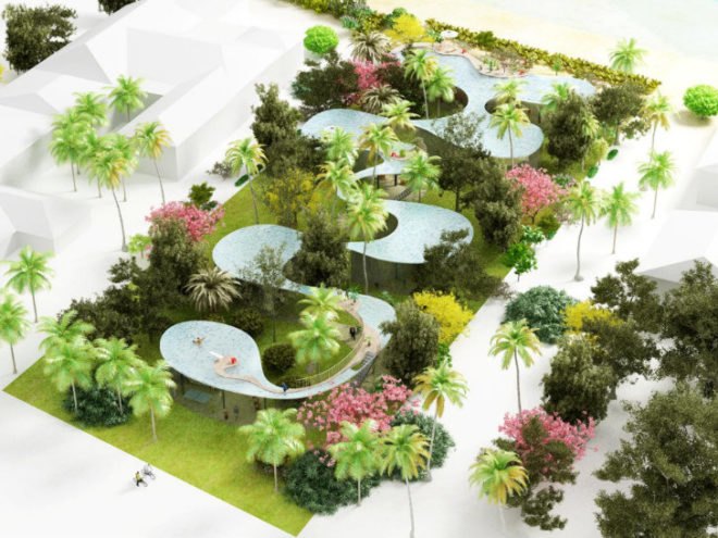 Pool House, NL Architects, beach home, pool topped home, roof pool, green home, eco home,