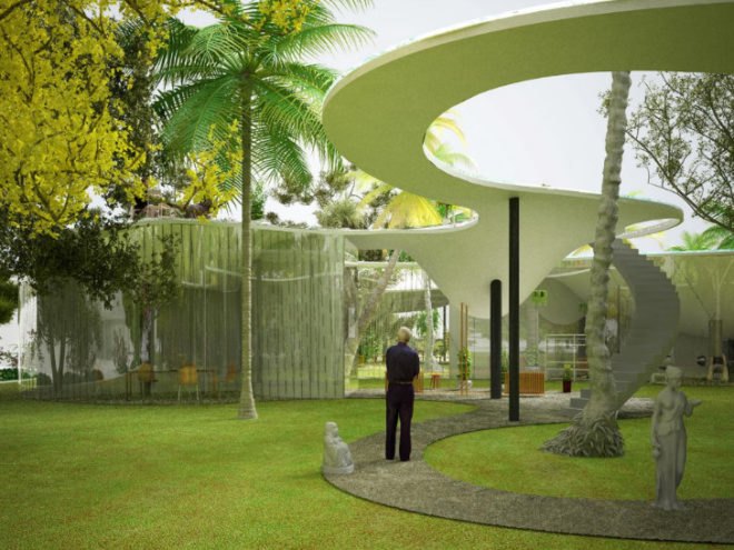 Pool House, NL Architects, beach home, pool topped home, roof pool, green home, eco home,