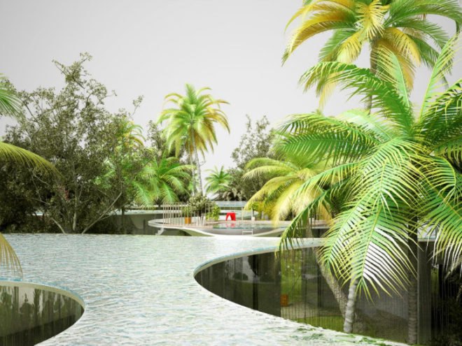 Pool House, NL Architects, beach home, pool topped home, roof pool, green home, eco home,