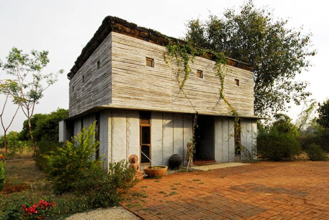 Pragrup, Bapagrama Stone House, thatched roof, local material, local artisans, India, school, recycled wood, Architecture, Green Materials, Recycled Materials, Recycling / Compost