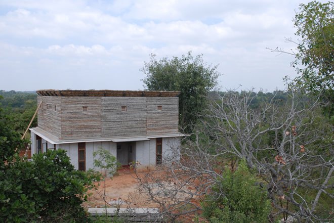 Pragrup, Bapagrama Stone House, thatched roof, local material, local artisans, India, school, recycled wood, Architecture, Green Materials, Recycled Materials, Recycling / Compost