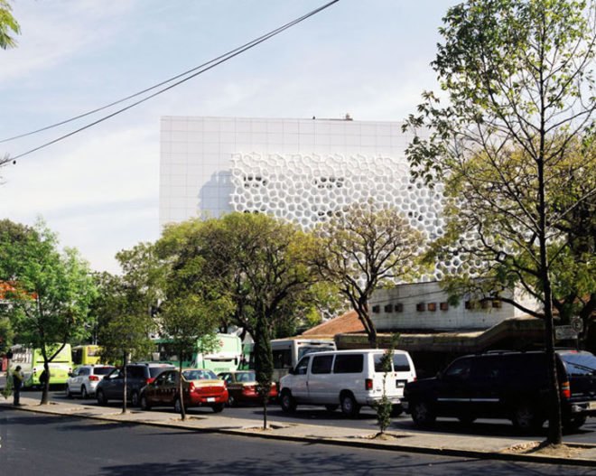 green design, eco design, sustainable design, Hospital Manuel Gea Gonzalez, Torre de Especialidades, Elegant Embellishments, prosolve370e, Mexico City, Urban air filtration system, double skinned air filter