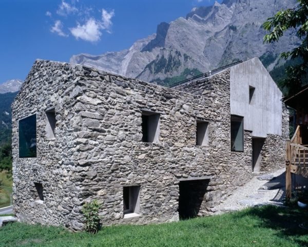 Savioz Fabrizzi Architects, stone house, switzrland, Chamoson, Swiss Minergie Standards, solar panels, recycled glass insulation, Misapor, Architecture, Green renovation,