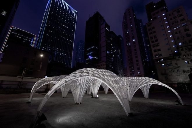 MATSYS, Shellstar Pavilion, spidery shellstar pavilion, temporary design, parametric modeling, Detour design festival, Hong Kong, China, sustainable design, eco-design, green design, urban design