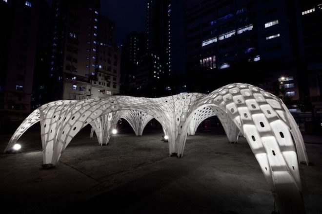 MATSYS, Shellstar Pavilion, spidery shellstar pavilion, temporary design, parametric modeling, Detour design festival, Hong Kong, China, sustainable design, eco-design, green design, urban design