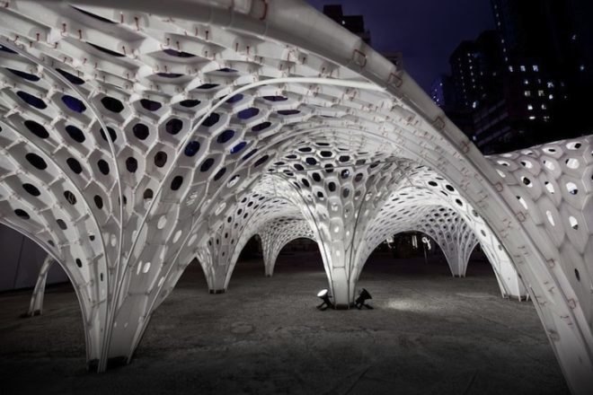 MATSYS, Shellstar Pavilion, spidery shellstar pavilion, temporary design, parametric modeling, Detour design festival, Hong Kong, China, sustainable design, eco-design, green design, urban design