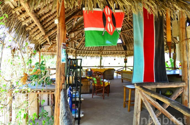 Andy Barbour, Diani Beach, Kenya, eco-tourism, backpackers, green design, sustainable design, eco-design, makuti roofers, palm roof, thatched roof, treehouses, Kenya, Africa, Coral Rag Forest, tourism, sustainable materials, sustainable building, natural ventilation, solar heated water, wildlife